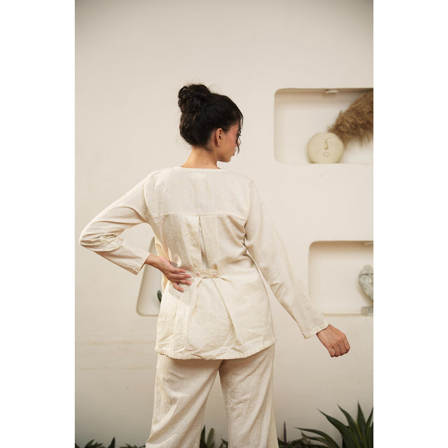 Capsule 11 - Beige Handwoven Top and Pant Set