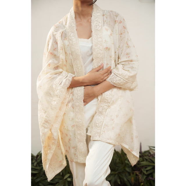 Capsule 17 - Beige Cotton and Chaderi 3 Piece Set