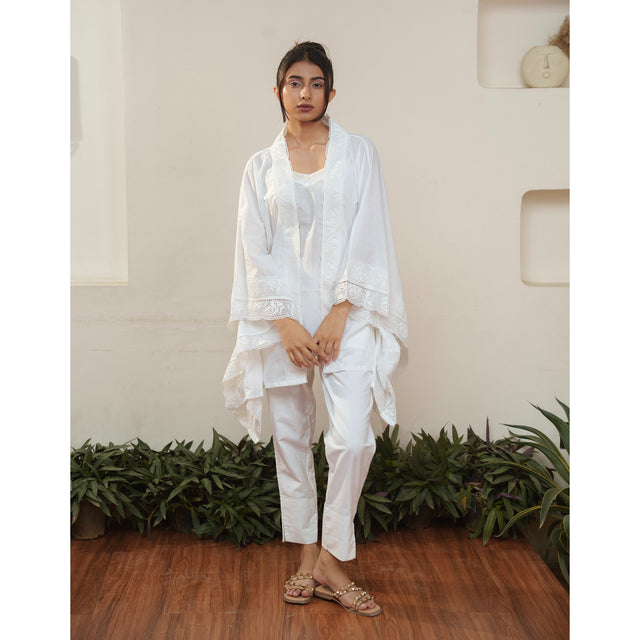 Capsule 17 - White Cotton and Chaderi 3 Piece Set