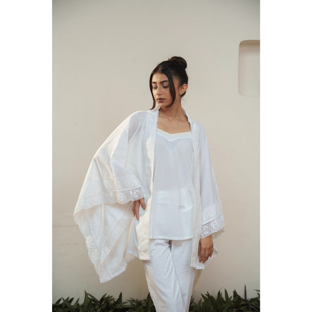 Capsule 17 - White Cotton and Chaderi 3 Piece Set