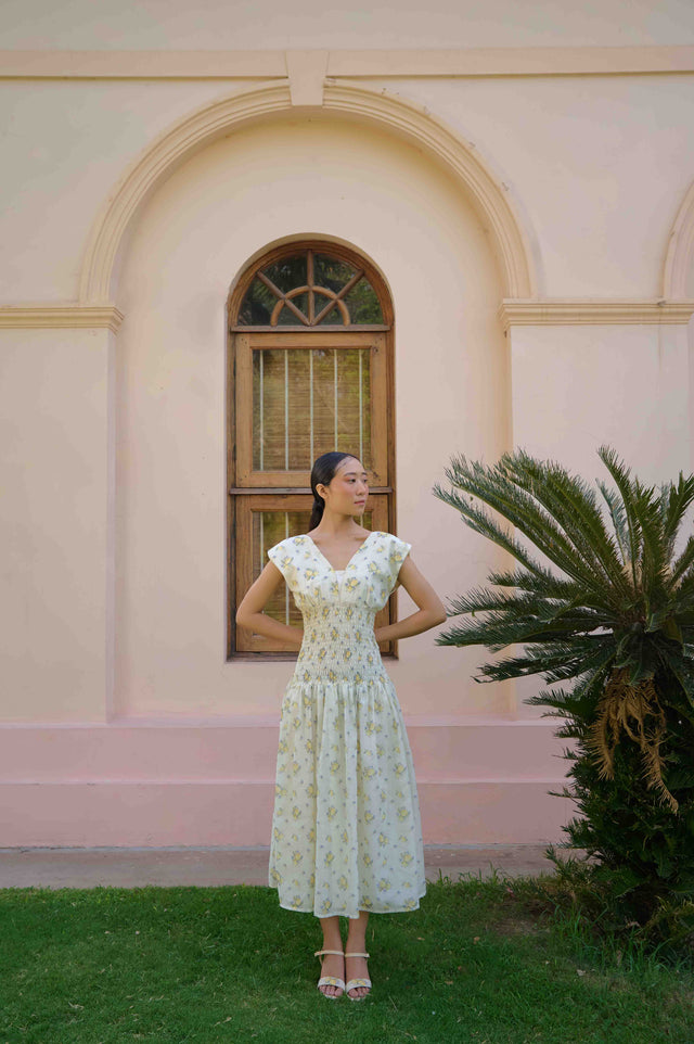 Annie Dress and Jacket Set - Lemon Print Cotton and Chanderi