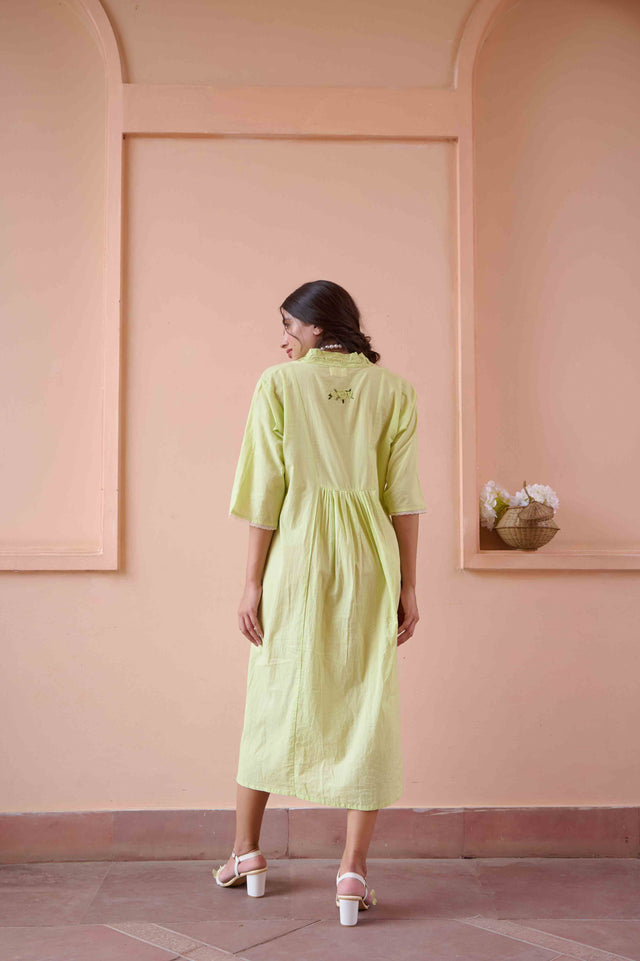 Olivia Dress - Green Cotton