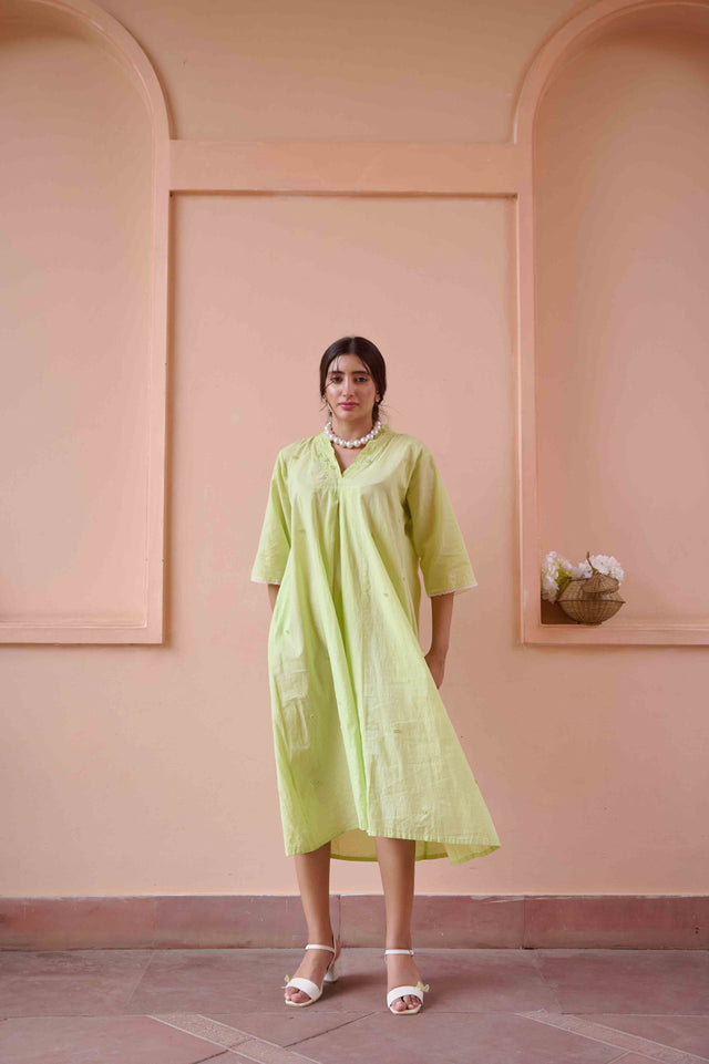 Olivia Dress - Green Cotton