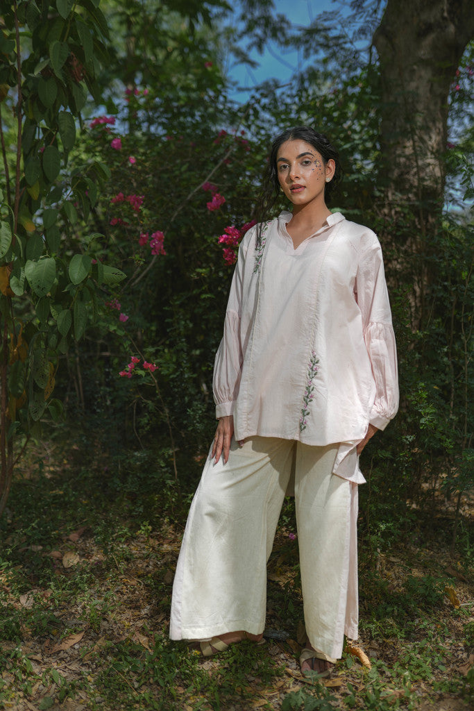 Shop Rose Taupe Regular Fit Cotton Trousers For Women | सादा /SAADAA