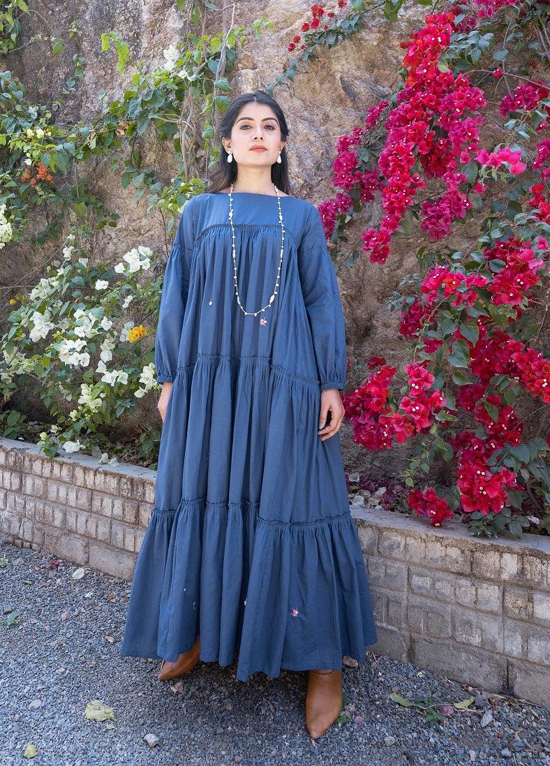 Dark blue long on sale frock