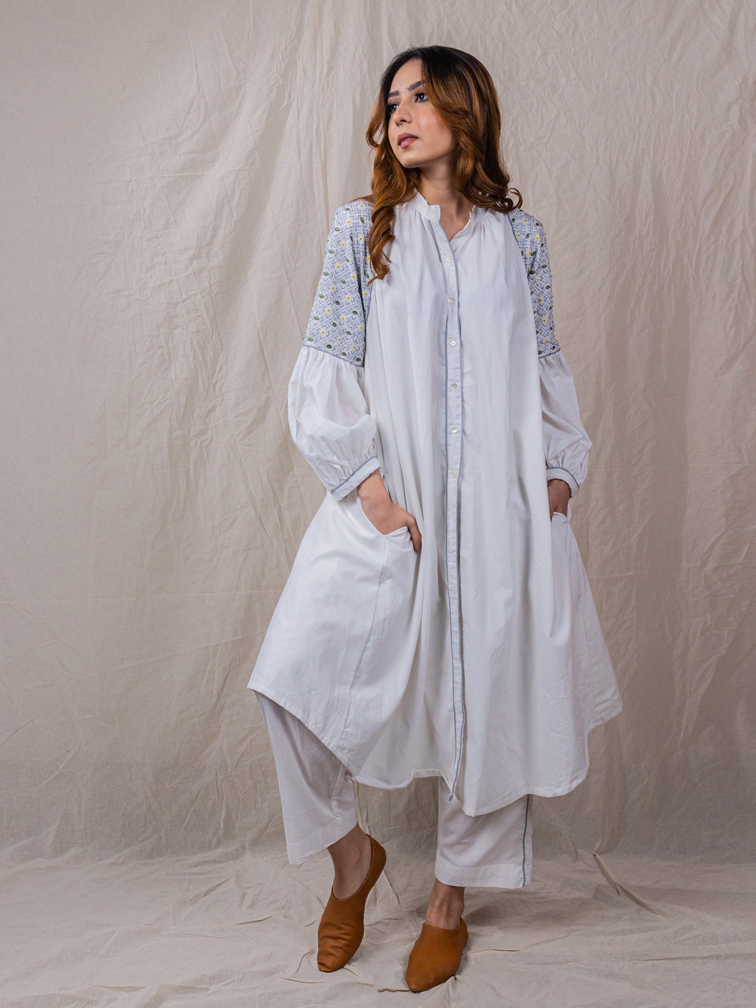 Buy White Polyester V Neck Pleated Long Top And Pant Set For Women by  Pleats By Aruni Online at Aza Fashions.